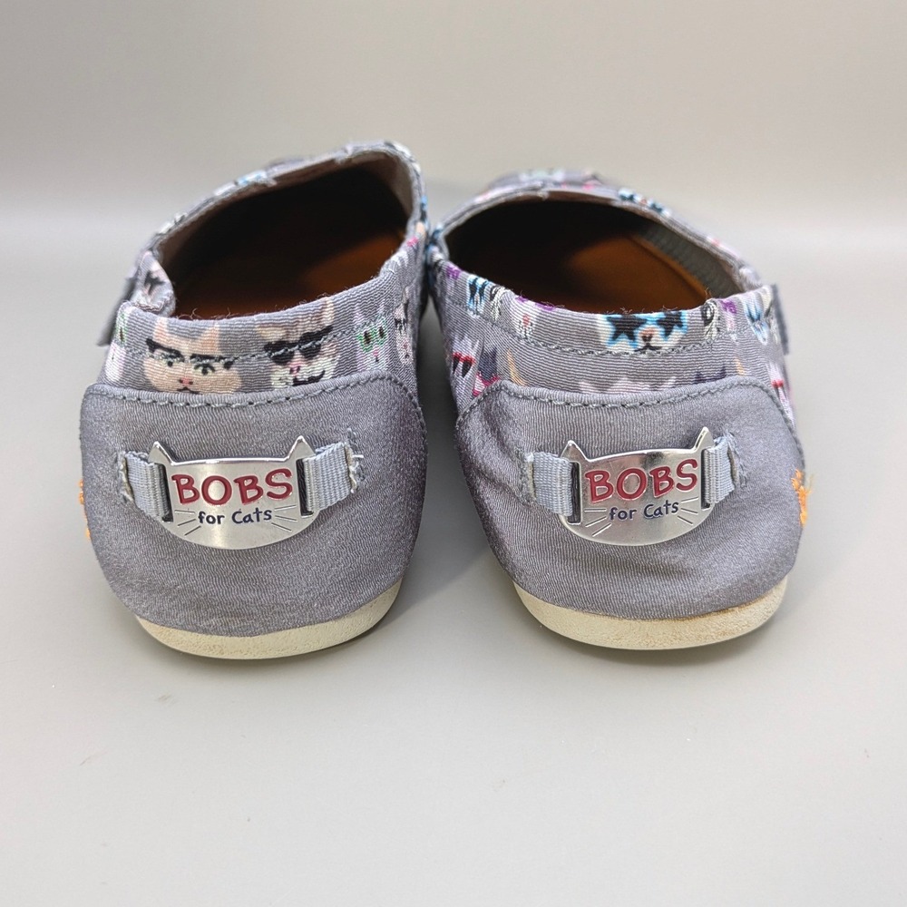 Skechers BOBS for Cats‎ Gray Multi Glasses Cat Print Slip On Flats Womens 8.5 - Picture 4 of 8